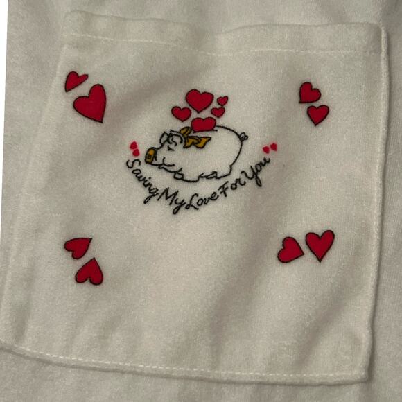 Vintage Jockey White Bath Towel Kilt Wrap Terry Cloth Cute Pig / One size - - Picture 2 of 4